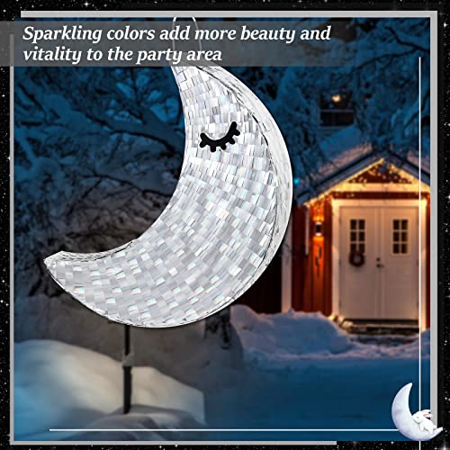 Deekin Silver Moon Piñata Hanging Gender Reveal Piñata Half Moon Decorations with Blindfold and Stick for Birthday Party Supplies, 15.7 x 6.5 x 3 Inches - style: Silver Moon