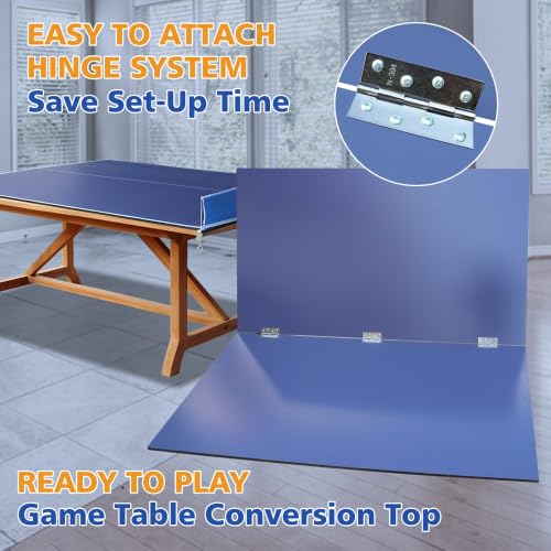 6/7/8/9Ft Mid-Size Ping Pong Conversion Top, Foldable Table Tennis Table Top with Net for Home Office - color: BLUE, size: 8*4 FT