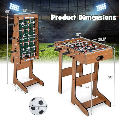 Giantex Folding Foosball Table, Space Saving Arcade Table Soccer with Durable Handle, 2 Balls, Scoreboard for Adult & Child, Soccer Table Game for Party, Group Building Activities, Bar, Game Room