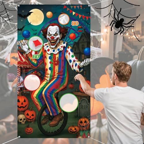 Easter Party Games Set Bean Bag Toss Game for Adults Banner with 4 Bean Bags for Tossing Bunny Egg Easter Party Decoration Indoor Outdoor Festive Decor - color: Halloween