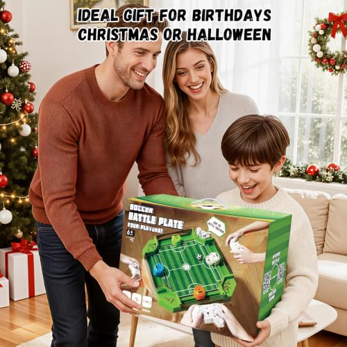 Remote Control Foosball Table Game, Mini Soccer Board Games with 3 Balls & 4 Remote Controllers, Football Tabletop Games Toy for Kids and Adults 3 4 5 6 7 8-12+Years Old - Gift for Boys Girls