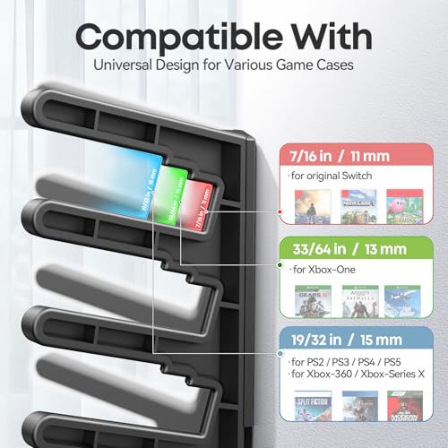 Video Game Storage Wall Mount for Switch/PS5/PS4/Switch2/XBX Game Case Holder, Gaming Shelf Mount Gamecase Organizer Up to 72PCS, Wall-Mounted Gaming Display Stand Tower for Gift, 8 Pack, Black - size: 8 Packs