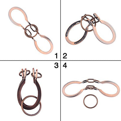 Classical Metal Horseshoe Puzzle Traditional Brain Teaser Puzzles Jigsaw Toy (Bronze, Normal) - color: Bronze