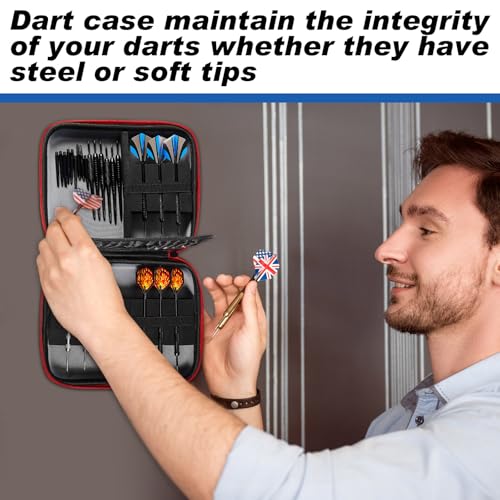 Teenyyou EVA Hard Shell Dart Case Protective Case Storage for 18 Piece Dart Set Tips Flights Shafts and More Accessories Compatible with Steel and Soft Tips
