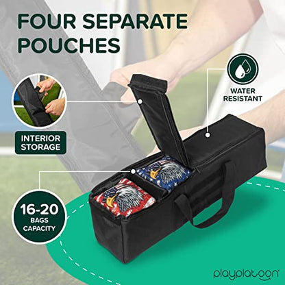 Play Platoon Cornhole Bag Carrying Bag, with 4 Separation Pouches, Black - style: Duffel