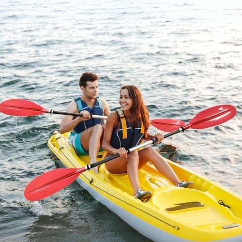 Karltion Kayak Paddle - Adjustable 2 Pieces Aluminum Alloy Shaft with Glass Fiber Blade for Surfing,Oar Fishing Easy Packable Travel - color: Red, size: 90.5"-1 paddle