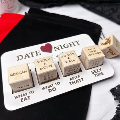 ZyMen Date Night Dice After Dark Edition - Date Night Wooden Dice Game for Couples, Date Dice -Eat/Do/After That/Sexy Time, Adult Fun Games for Couples (B), 16*10 Cm