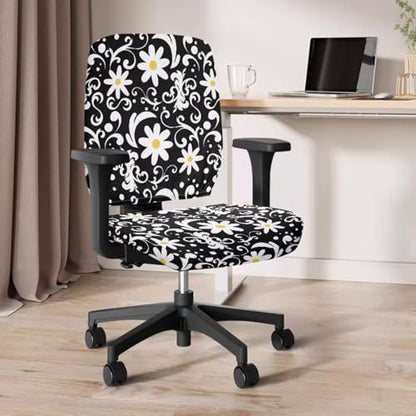 4 Pcs Office Chair Covers Set Floral Office Chair Arm Rest Cover Protective Stretchable Seat Covers Desk Armrest Cover Slipcovers Pads Cushion Backrest for Game - color: Floral