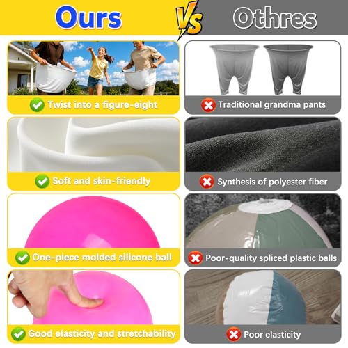 10 PCS Granny Pants Yard Game Set -Baby Shower Games Funny Activities 2 Pcs Oversized Diaper Catch & 8 Pcs Silicone Bouncing Balls,Fun Outdoor Toss Game for Family Reunion, Backyard Activities