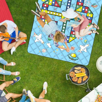 Kids Outdoor Play Mat,Waterproof Picnic Blanket with Chess Pieces | Lightweight Foldable Kids Crawling Pad 3 Layers Family Board Game for Lawn Beach Park Festival