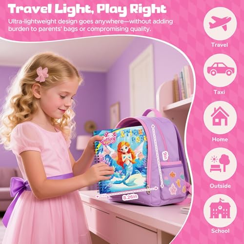 2PCS Paint by Number Sticker Book Travel Activities Essentials for Girls Kids Boys Ages 4-10 Road Trip & Airplane Toys & Long Car Rides, Birthday Present, Preschool Classroom Party Gifts - color: Mermaid,sea Animals