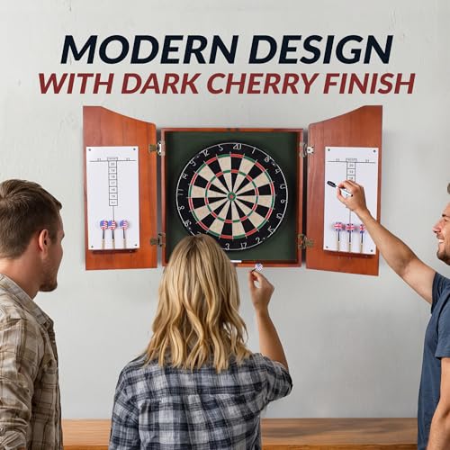 Centerpoint Bristle Dartboard and Solid Wood Cabinet - Dark Cherry Finish