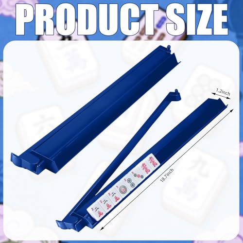 4 Pcs 18.7 Inch Dark Blue Acrylic Mahjong Tile Racks with Pushers for Game Night American Mahjong Racks Tile Set for Mah Jong Lovers and Beginners - color: Dark Blue
