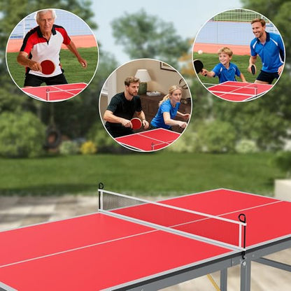 Portable Ping Pong Table,Table Top Ping Pong Set,6' x 3' Professional Indoor/Outdoor Table Tennis Set with Net, 2 Paddles & 3 Balls, Quick Assembly, for Adults, Teens, Family Game Room