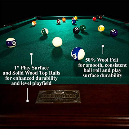 Barrington Billiards Premium 8.3 Ft Pool Table with Billiard Ball and Cue Stick Set