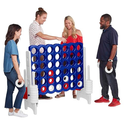 ECR4Kids Jumbo 4-to-Score Giant Game with 42 Rings and Reset Sliders, Kids Games, Red/White/Blue - color: Red/White/Blue