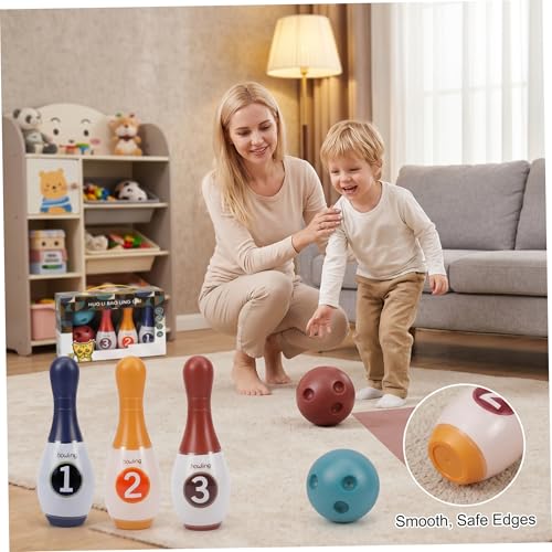 Kids Bowling Set, 6 Plastic Bowling Pins & 2 Balls, Indoor Sports Game Toy for Kids & Family Play, DecoracióN Al Aire Libre