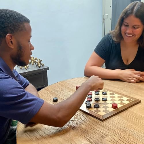 WE Games Old School Wooden Checkers Set Red and Black Pieces – 12 Inch Classic Board Game for Strategy Play, Gatherings, and Game Nights