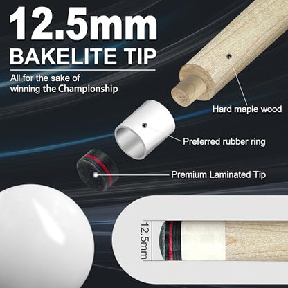 HomeSeason Pool Cue Stick 58" Professional Billiard Canadian Maple Pool Stick with Leather Case & 13mm Tip, 18/19/20/21oz for Adults Pro Player - color: 18oz(Wine Red)