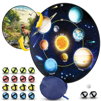 National Geographic Kids Glow in The Dark Dart Board for Kids - Dart Ball Game Set with 28" Reversible, Glowing Dartboard and Sticky Balls, Indoor Games - style: Glowing Dartboard Set