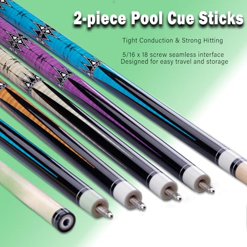13mm 58 Inch 19 20 oz Billiard Pool Cue Stick, 1/2 Maple Billiard Pool Stick, House Bar Pool Table Sticks for Men - color: Set of 4