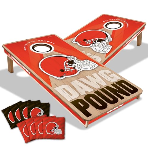 YouTheFan NFL 2' x 4' Slogan Series Professional Wood Cornhole Game with Logo Bags - color: Cleveland Browns