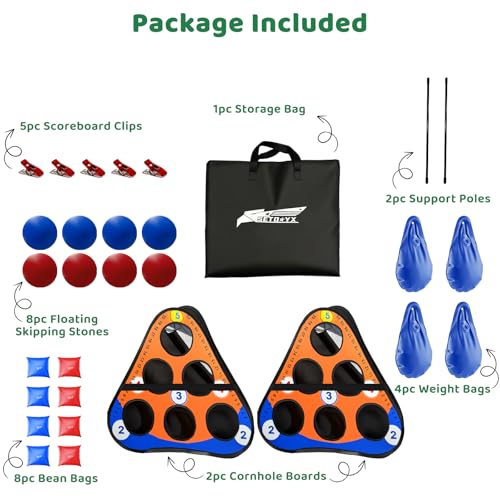 Pool Cornhole Board Set, Pool Corn Hole Game Floating | Swimming Pool Games for Adults and Family, Cool Summer Party Gift for Teen, Portable and Easy Setup Beach Toys