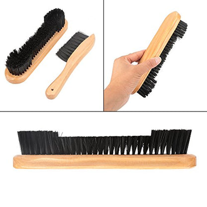 2-Piece Billiard Table Brush Set, Wood Handle with Fabric, Multi-Functional Rail and Corner Cleaning Tools for Pool Tables