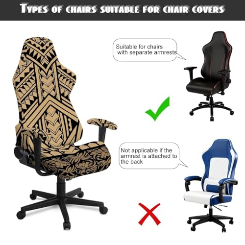 Boho Brown Aztec Gaming Chair Covers Slipcovers Scratch Resistant Non Slip Washable Slipcover for Office & Rotating Chairs Soft Breathable Computer Chair Cover with Armrest Covers for Gamer - color: Boho Brown Aztec