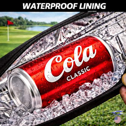 Polar Caddy Insulated Golf Bag Cooler Sleeve – Discreet 7 Can Beverage Chiller Full Length Zipper Adjustable Shoulder Strap Hidden Golf Cooler Bag Fits Most Cart Standard Bags - color: Distressed Golf Flag