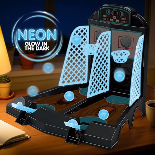 Table Top Games, Glow in The Dark Mini Basketball Game - Desktop Games for Kids，Desk Toys for Office for Adults - Basketball Gifts for Boys 3 4 5 6 7 8 9 10 11 12