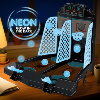 Table Top Games, Glow in The Dark Mini Basketball Game - Desktop Games for Kids，Desk Toys for Office for Adults - Basketball Gifts for Boys 3 4 5 6 7 8 9 10 11 12