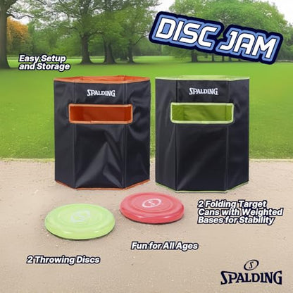 Spalding - Disc Toss Game Set, Includes 2 Folding Target Cans & 2 Discs, Easy Setup Outdoor Game for All Ages, Travel-Friendly for Backyard, Beach, Park, Camping, Tailgates