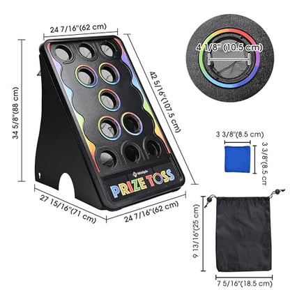 WinSpin Bean Bag Toss Game Cornhole Board Set Prize Toss w/ 11 Bean Bags Stakes for Carnvial Games and Tradeshows Outdoor and Indoor Plays