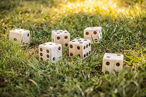 TRIUMPH Giant Wooden Lawn Dice - Includes 6 Large Lawn Dice, Dry-Erase Scorecards, Markers and Carry Bag