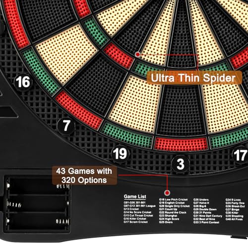 Electronic Dartboard Cabinet, Digital Soft Tip Dartboards with LED Scoreboard, Dart Board Set with 40 Games 420 Variants, 6 Darts, 100 Tips