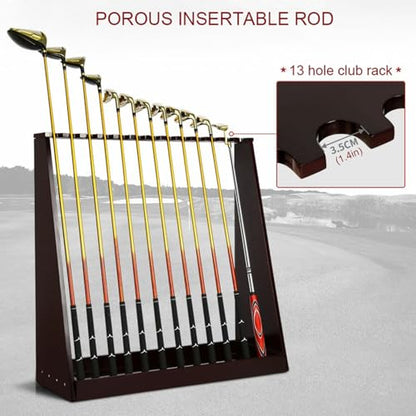 Wooden Golf Putter Stand, Golf Club Holder Stand Floor Display Rack, Golf Club Rack for Storage 13 Clubs, Golf Club Organizer for Indoor Home Office Club Simulator