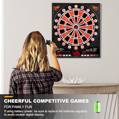 Electronic Dart Board, 12 Darts Soft Tip, Digital Dartboard for Adults, 34 Games 355 Variants Auto Scoring, LED Improved Light-up Display Wall Mount for Home Bar Party Game Room