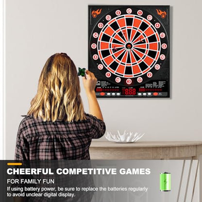 Electronic Dart Board, 12 Darts Soft Tip, Digital Dartboard for Adults, 34 Games 355 Variants Auto Scoring, LED Improved Light-up Display Wall Mount for Home Bar Party Game Room