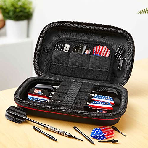 Casemaster Sentinel Dart Case, Holds 6 Steel Tip or Soft Tip Darts Fully Assembled, Hard Shell EVA Case with Foam, Water Resistant, American Flag - color: American Flag