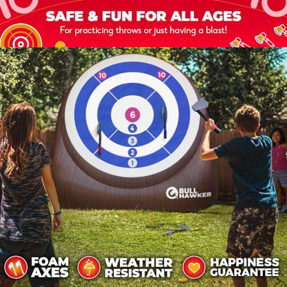 Swooc Games® - Bull Hawker™ | Giant Axe Darts with 15+ Games | Axe Throwing Game for Backyard with Air Pump | Large Outdoor Games for Adults and Family | Party Carnival Game | Throwing Yard Fun - size: Giant - 6ft