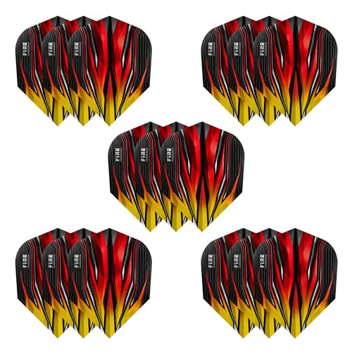 Harrows Fire Dart Flights | 5 x Sets Darts Flights (15 Flights Total) I 100 Micron Dart Flights I Premium Extra Strong Made in UK I Professional Darts Accessories I Yellow Dart Flights - color: Yellow/Red