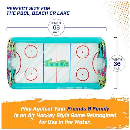 SwimWays Hydro Hockey Inflatable Water Floating Table Hockey Set, Pool Toy for Kids Ages 5+ - color: Inflatable Hockey