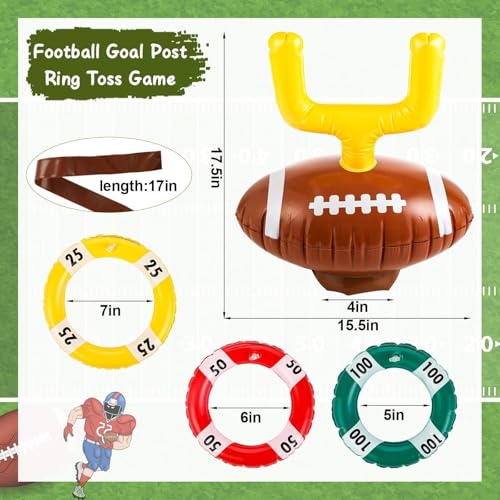 Set Football Goal Post Ring Toss Game Inflatable Ring Toss Game Sport Party Post Rings Sport Football Hat Games for Birthday Family Indoor Outdoor Sports Graduation Party Games Supplies