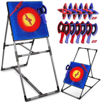 POPERFUN Axe Throwing Game for Backyard, Axe Throwing Target Set Games with 12 Throwing Axes, Indoor &Outdoor Yard Game for Youth Kids Activity Carnival Backyard Games for Age 6-13