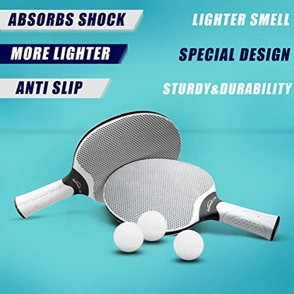 Senston Table Tennis Rackets Set, Professional Table Tennis Racket with 3 Balls, Composite Rubber Ping Pong Paddle Set - color: Gray & Net