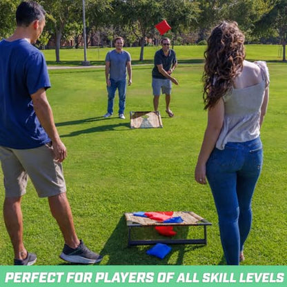 GoSports Portable Cornhole Set with Carry Case - Outdoor Lawn Bean Bag Toss Game for Adults and Family - Beach, Camping, Yard Games & More - style: Rustic