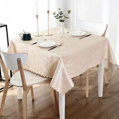 Smiry Square Table Cloth, Waterproof Heavy Duty Vinyl Tablecloths, Wipeable Washable Table Cover for Kitchen and Dining Room (Beige, 54" X 54") - color: Beige, size: 54x54 Inch