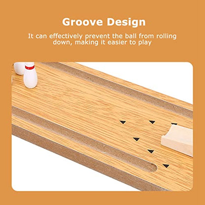 Pongnas Wooden Bowling Game Set Portable Desktop Decoration Stress Relief Toy for Adults and Kids Fun Office Aiming Plate Game with Wood Finish