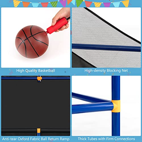 GYMAX Basketball Arcade Game Indoor, Double Shot Basketball Hoop Indoor with 4 Balls & Hand Pump, Mini Basketball Hoop for Kids Toddlers, Basketball Game Toys for Girls Boys